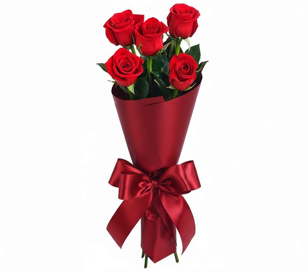 Букет 5 Красных роз Эдлесс Лав в Крапивна