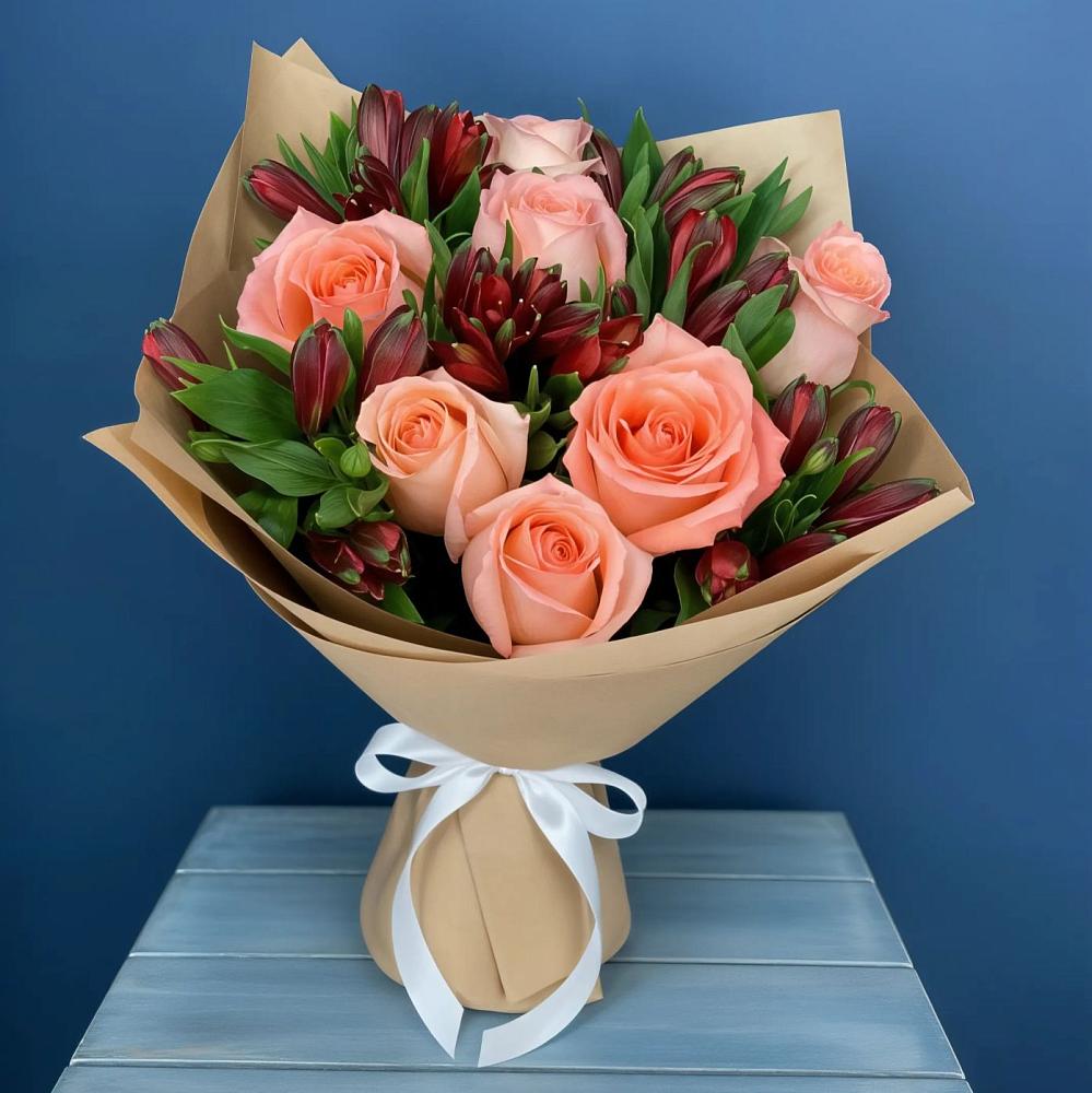 Букет цветов из: Розы и Альстромерии в Крапивна