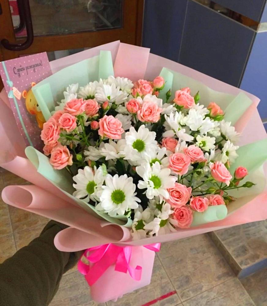 Букет цветов из: Розы и Хризантемы в Крапивна