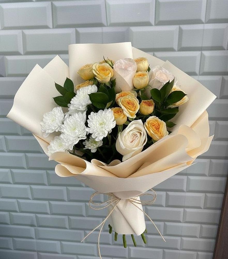 Букет цветов из: Розы и Хризантемы в Крапивна