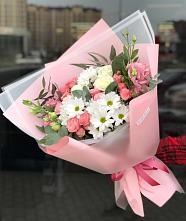 Букет цветов из:  Розы, Лизиантусы и Хризантемы #REPLACE_PRED# Крапивна
