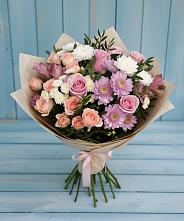 Букет цветов из:  Хризантемы, Розы и Альстромерии в Крапивна