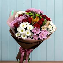 Букет цветов из:  Розы, Хризантемы и Альстромерии #REPLACE_PRED# Крапивна