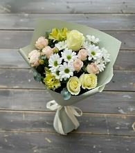Букет цветов из:  Альстромерии, Розы и Хризантемы в Крапивна