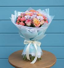 Букет цветов из:  Хризантемы и Розы в Крапивна