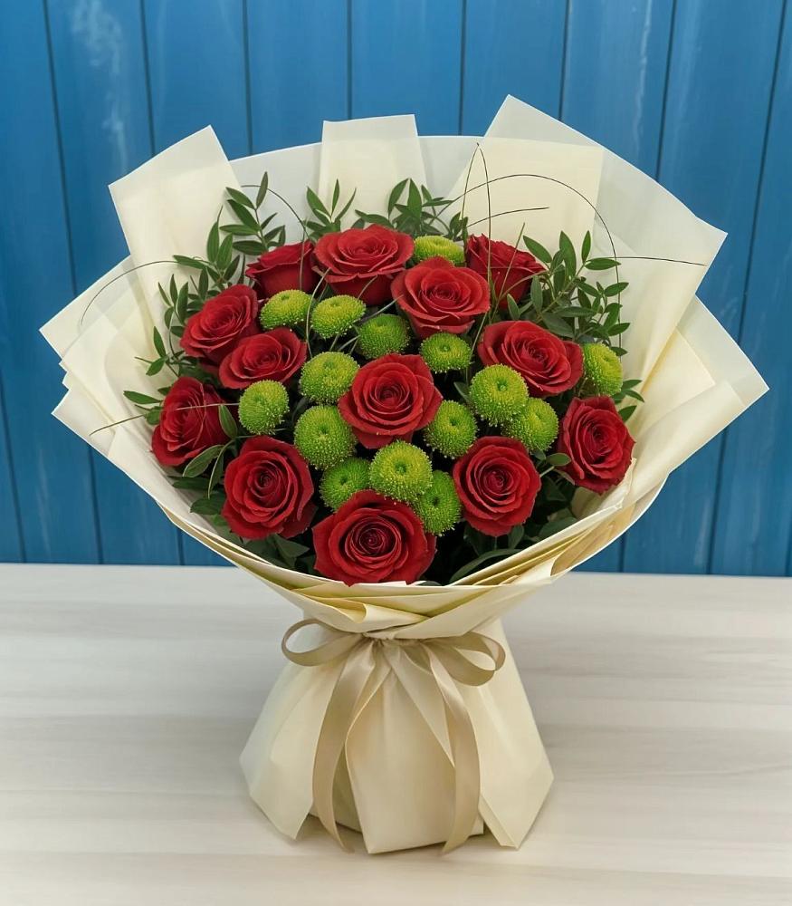 Букет цветов из: Розы и Хризантемы в Крапивна